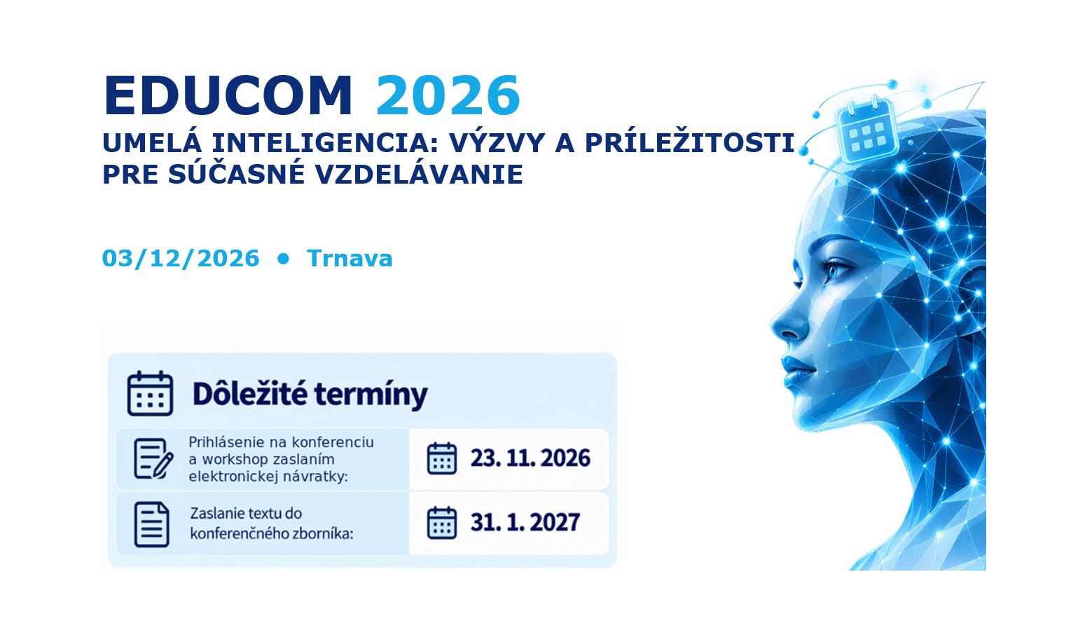 EDUCOM 2026 otvorí diskusiu o výzvach a príležitostiach umelej inteligencie vo vzdelávaní