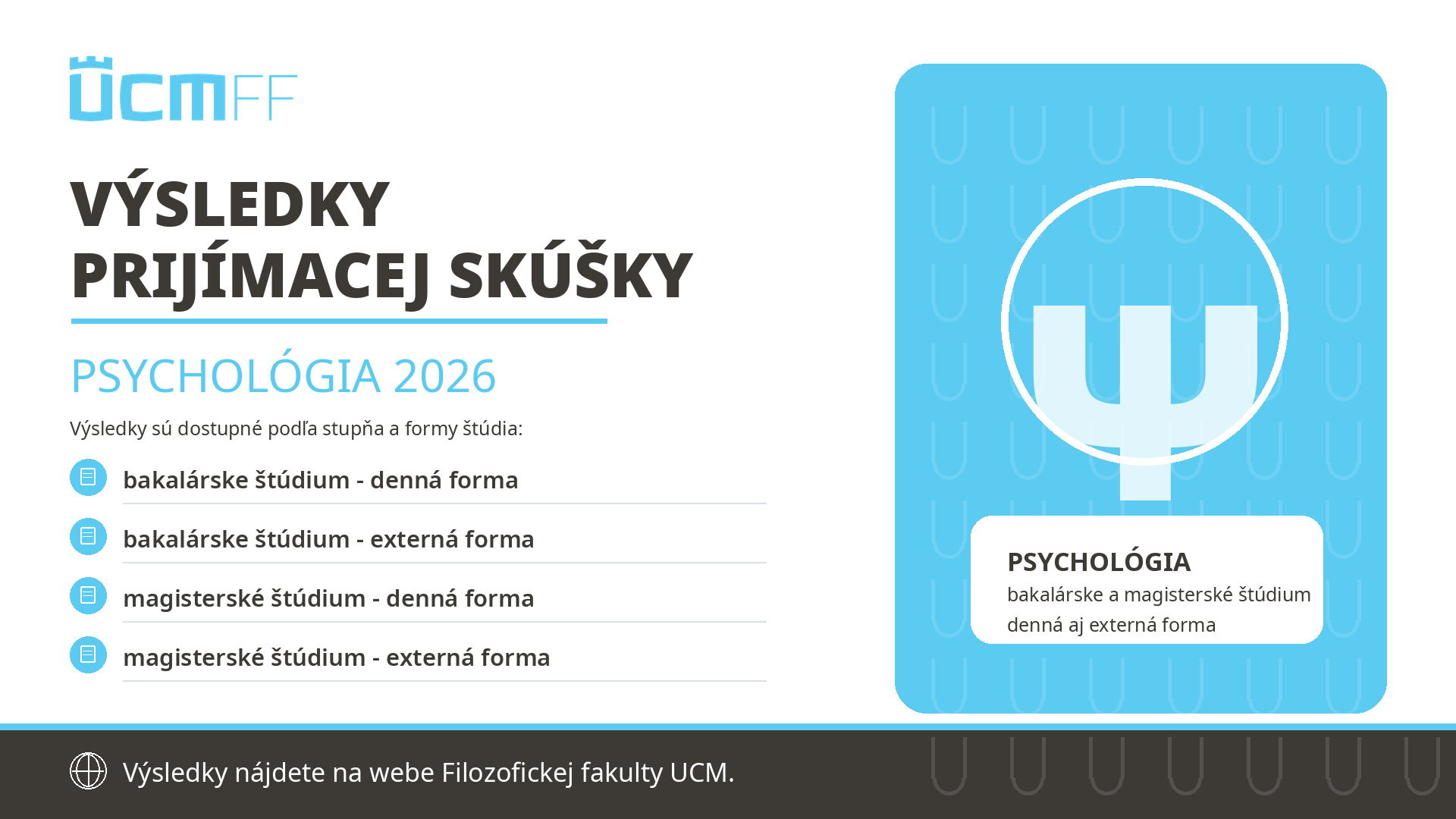 Výsledky prijímacej skúšky – psychológia 2026
